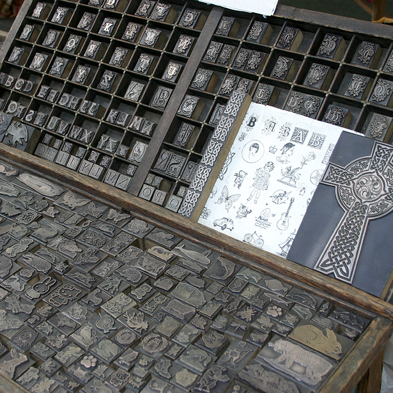 Printing block stamps - Pierrepont Arcade Market, Camden Passage, Islington
